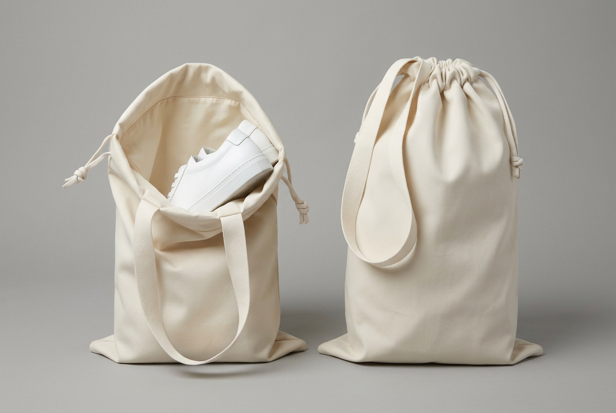 Travel Shoe Organizer Set 🧳 Ivory Drawstring Shoe Bags with Carry Straps | Two Sizes for Beautifully Ordered Getaways 🕊️