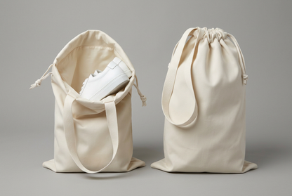 Travel Shoe Organizer Set 🧳 Ivory Drawstring Shoe Bags with Carry Straps | Two Sizes for Beautifully Ordered Getaways 🕊️