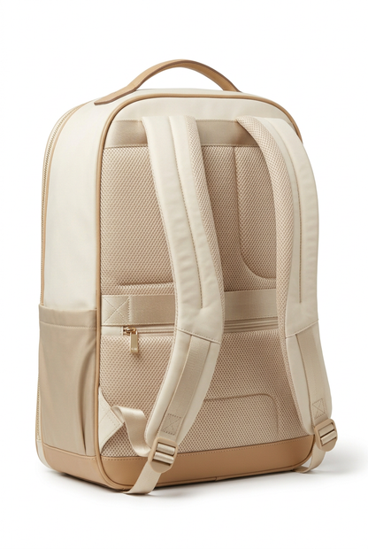 🪶 Premium Travel Backpack | Cream Ivory & Champagne Beige with Organized Packing, Padded Laptop Storage & Refined Weekend Style 🌍