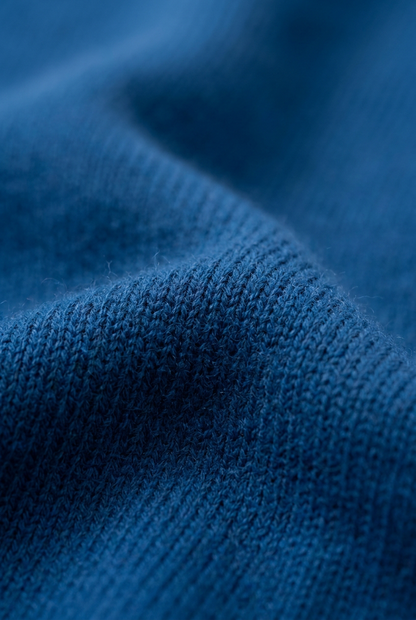 💎 Premium Knitted Shawl | Sapphire Blue Wool-Blend Wrap with Champagne Ribbed Trim & Graceful Evening Drape 🥂